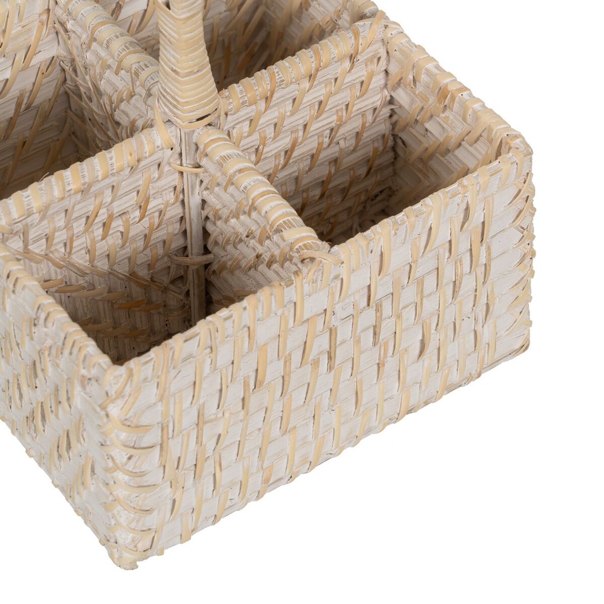 Cesto para talheres Branco Bambu Rotim 19 x 19 x 27 cm